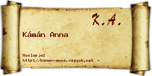 Kámán Anna névjegykártya