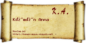 Kámán Anna névjegykártya